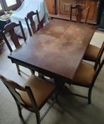 Table de salle à manger + 6 chaises (années 1950-1960), Maison & Meubles, 100 à 150 cm, Rectangulaire, 50 à 100 cm, Enlèvement