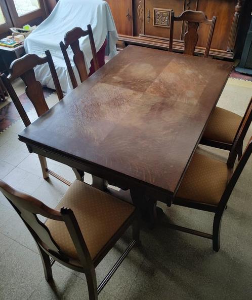 Table de salle à manger + 6 chaises (années 1950-1960), Maison & Meubles, Tables | Tables à manger, Utilisé, 50 à 100 cm, 100 à 150 cm