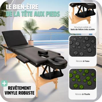 Table de massage 3 zones en bois pliante Neuf disponible aux enchères