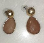 oorstekers goud met bruine jaspis, Bijoux, Sacs & Beauté, Enlèvement ou Envoi, Or, Neuf, Puces ou Clous