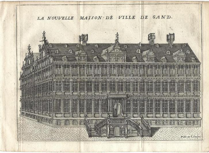1711 - Gent - het stadhuis, Antiquités & Art, Art | Eaux-fortes & Gravures, Envoi
