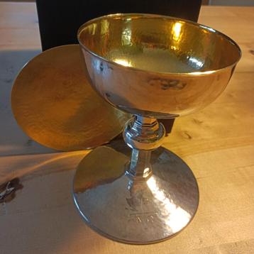 Kelk met pateen en lepeltje zilver  beschikbaar voor biedingen