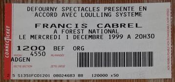 Francis Cabrel billet ticket concert Forest 1999