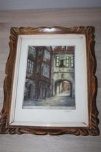 Gesigneerde Originele kleurenets Albert Goethals +oude kader, Ophalen of Verzenden