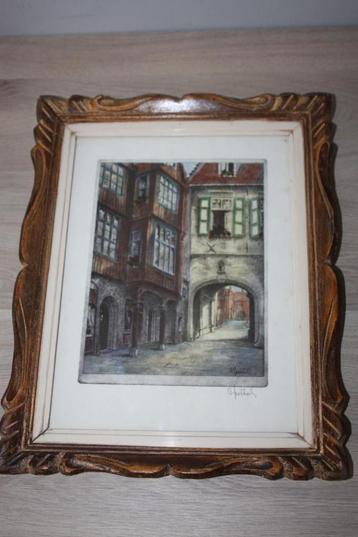 Gesigneerde Originele kleurenets Albert Goethals +oude kader beschikbaar voor biedingen