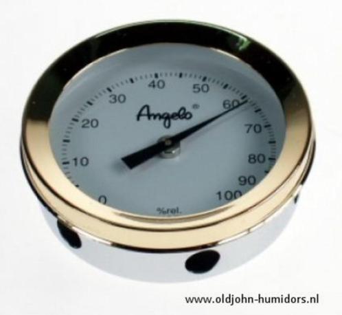 AHM12 ANGELO HUMIDOR HYGROMETER 50 MM - MET MAGNEET VERGULD, Verzamelen, Rookartikelen, Aanstekers en Luciferdoosjes, Nieuw, Tabaksdoos of Verpakking