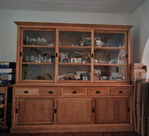 Grote prachtige buffet/vitrinekast teakhout, Huis en Inrichting, Kasten | Vitrinekasten, Zo goed als nieuw, 200 cm of meer, 200 cm of meer