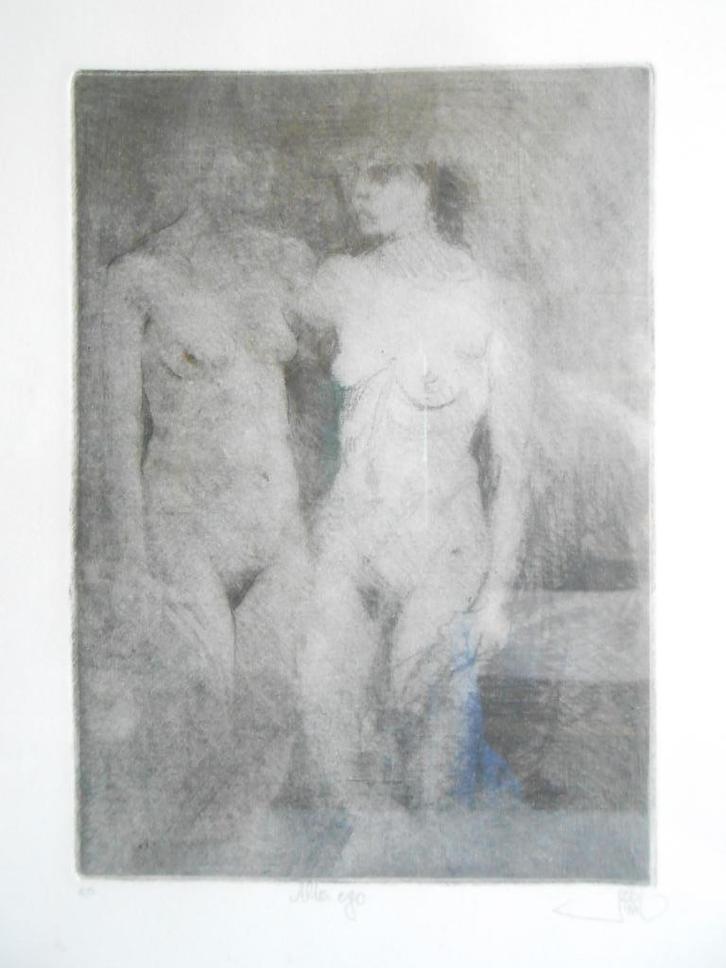 Roeland Kotsch  (1953) - Ets - Alter ego  , Antiek en Kunst, Kunst | Etsen en Gravures, Ophalen