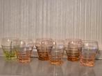 6 art deco glaasjes waarvan 1 in uranium, Ophalen of Verzenden