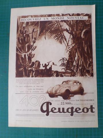 Peugeot 402 - publicité papier - 1936 beschikbaar voor biedingen