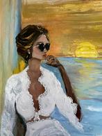 Romantic sunset” 110x70, Antiek en Kunst, Ophalen of Verzenden