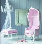 Roze prinsessen stoel met poef, Comme neuf, Enlèvement ou Envoi