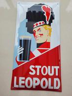 emaille bord reclamebord bier stout leopold 60 cm x 20 cm, Verzamelen, Ophalen of Verzenden, Reclamebord