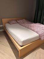 Bed te koop, Huis en Inrichting, Slaapkamer | Bedden, Ophalen, Gebruikt, Beige, Tweepersoons