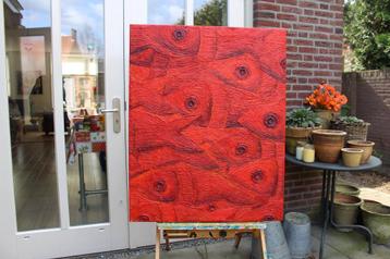 Grof papier maché schilderij WEG IS WEG ! beschikbaar voor biedingen