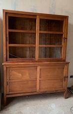 Teak vitrinekast koloniaal, Huis en Inrichting, Ophalen, Met plank(en), Gebruikt, 200 cm of meer