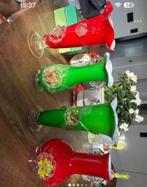 4 x antieke vazen in murano style met bloemmotief, Antiek en Kunst, Antiek | Vazen, Ophalen of Verzenden