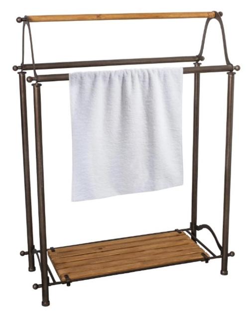 Staand Handdoekrek - 3 stangen- Hout/Metaal Landelijk, Huis en Inrichting, Badkamer | Badtextiel en Accessoires, Nieuw, Handdoekenrek