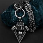 Koningsketting met skull hanger, Handtassen en Accessoires, Kettingen, Verzenden, Nieuw, Zilver, Overige materialen