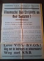 Affiche VOS tegen NSB Vlaamse beweging, Verzamelen, Posters, Ophalen of Verzenden