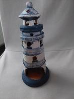 Photophore phare en céramique bleu/blanc 21cm de haut, Autres matériaux, Utilisé, Blanc, Enlèvement ou Envoi