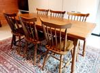 Massief eiken houten tafel met 10 houten stoelen, Ophalen, Zo goed als nieuw