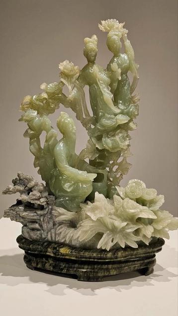 Exclusieve Jade sculptuur – "仙女下凡" (De Feeën Dalen Neer) beschikbaar voor biedingen