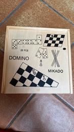 Mini jeux de dames, domino, mikado et échec en bois, Comme neuf