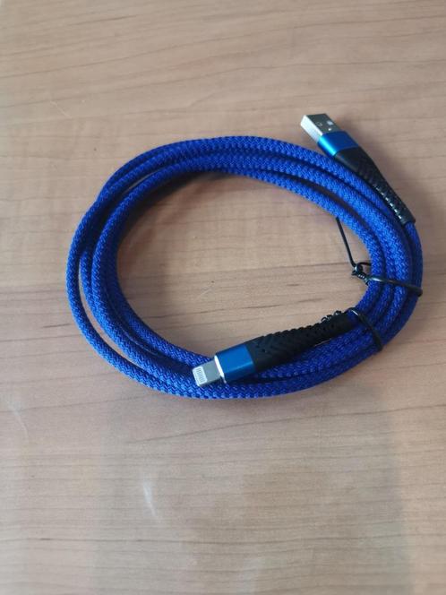 2 x Iphone lightning kabel 2 meter extra sterk blauw, Telecommunicatie, Mobiele telefoons | Telefoon-opladers, Nieuw, Apple iPhone