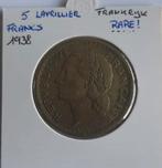 France - 5 francs 1938 Lavrillier bronze-alu Rare !, Timbres & Monnaies, Monnaies | Europe | Monnaies non-euro, Envoi