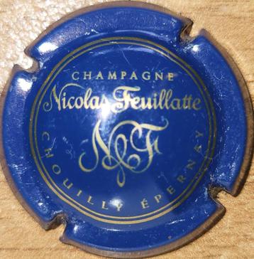 Champagnecapsule Nicolas FEUILLATTE blauw & mat goud nr 30x2