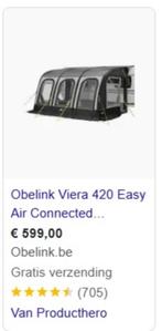 Voortent - obelink-viera-420-easy-air-, Caravans en Kamperen, Voortenten en Luifels, Ophalen, Zo goed als nieuw
