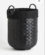 H&M Home wasmand van bamboe en zwart katoen, Ophalen, Nieuw, Mand