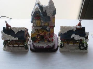 3 kersthuisjes - Kerstmis - Kerstdecoratie - Kerst, Diversen, Kerst, Ophalen of Verzenden, Gebruikt