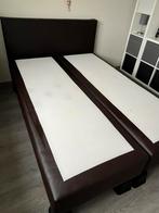 Boxspring bed 140cm - 200cm bruin lederlook, Huis en Inrichting, Ophalen, Gebruikt, Bruin, Lederlook