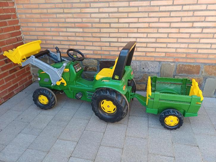 Rolly Toys tractor John Deere + kar, Kinderen en Baby's, Speelgoed | Buiten | Voertuigen en Loopfietsen, Zo goed als nieuw, Trapvoertuig