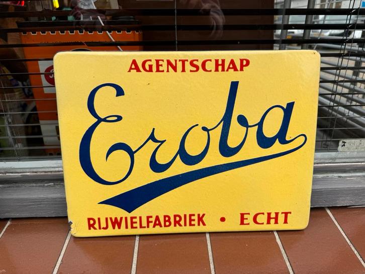 Eroba fietsen oud emaille reclamebord, Verzamelen, Merken en Reclamevoorwerpen, Gebruikt, Reclamebord, Ophalen of Verzenden