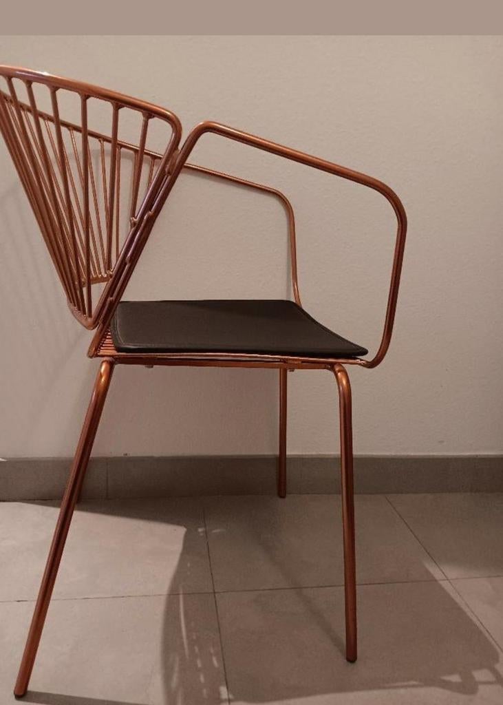 6 chaises métal filaire rouille cuivré, Maison & Meubles, Enlèvement, Utilisé, Métal