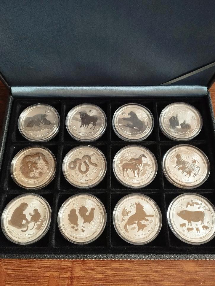 Lunar II  complete  1 oz 999  zilveren munten set 2008-2019, Postzegels en Munten, Edelmetalen en Baren, Zilver, Ophalen of Verzenden