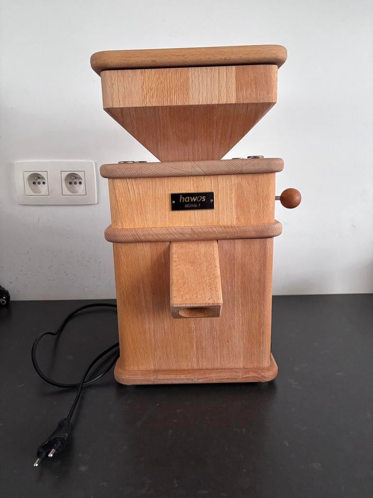 Moulin à grains électrique Hawos Mill en hetre massif, Enlèvement, Comme neuf, Grains de café