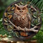 Assiette ronde vintage en métal - Vintage Owl (20 cm), Vintage, Enlèvement ou Envoi, Neuf, Métal