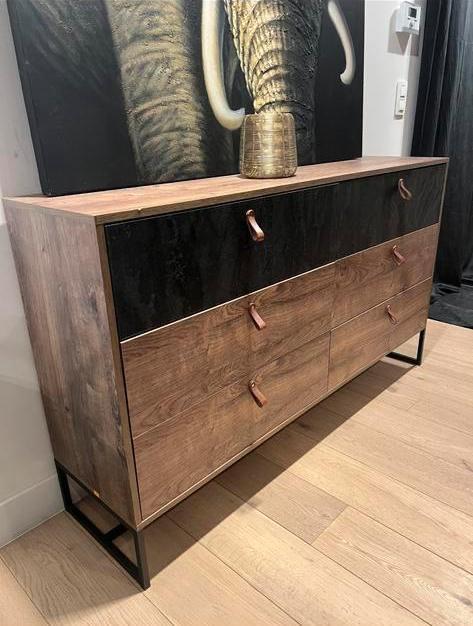 Ladekast 6 Laden Hout/Zwart, Huis en Inrichting, Kasten | Ladekasten, Gebruikt, Ophalen