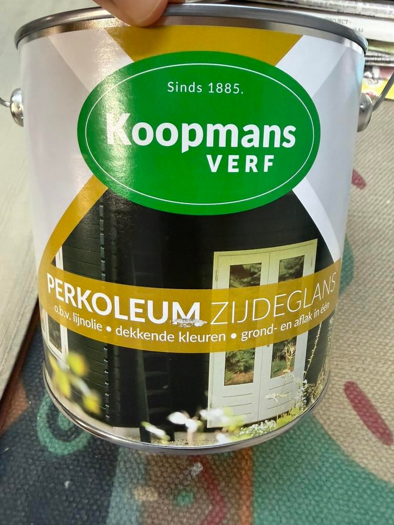 Koopmans perkoleum zwarte dekkende beits 2,5liter, Tuin en Terras, Schuttingen, Ophalen of Verzenden, Nieuw, Hout