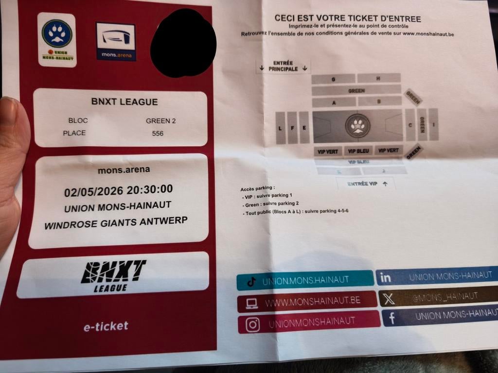 Ticket match de basket, Ophalen
