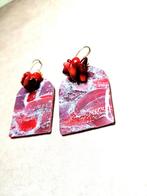 Oorbellen „Roze marmer”, Handtassen en Accessoires, Oorbellen, Overige materialen, Hangers, Nieuw, Ophalen of Verzenden