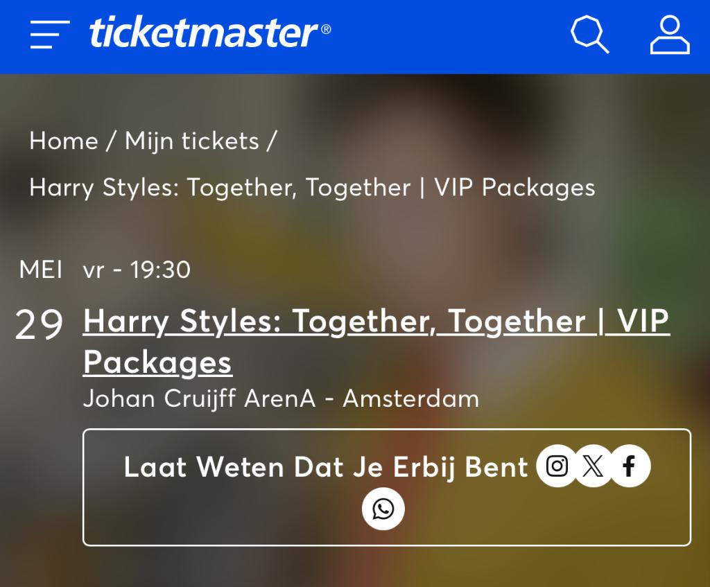 2 Tickets Harry Styles 29/5 VIP, Twee personen, Mei