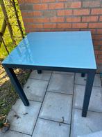 Alu tuintafel met melkglas blad & 4 bijhorende stoelen, Ophalen, Gebruikt