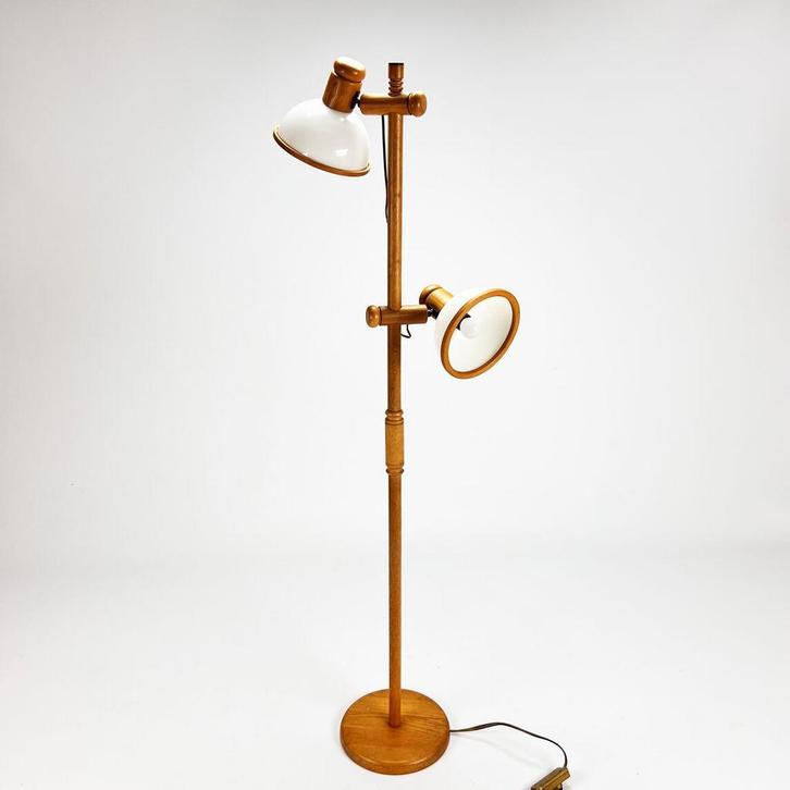 Vintage jaren '70 Steinhauer houten vloerlamp, Huis en Inrichting, Lampen | Vloerlampen, Hout, Ophalen