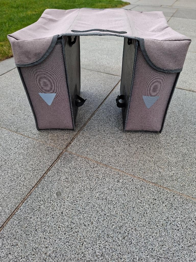 Dubbele fietstas grijs, Fietsen en Brommers, Ophalen, Gebruikt