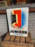 JUNCKER fietsen oud emaille reclamebord, Ophalen of Verzenden, Gebruikt, Reclamebord